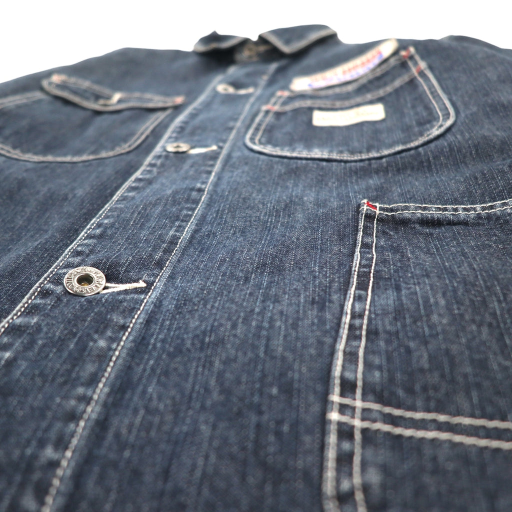 HARLEY DAVIDSON デニム カバーオール L インディゴ ブルー コットン ワッペン