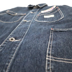 HARLEY DAVIDSON デニム カバーオール L インディゴ ブルー コットン ワッペン