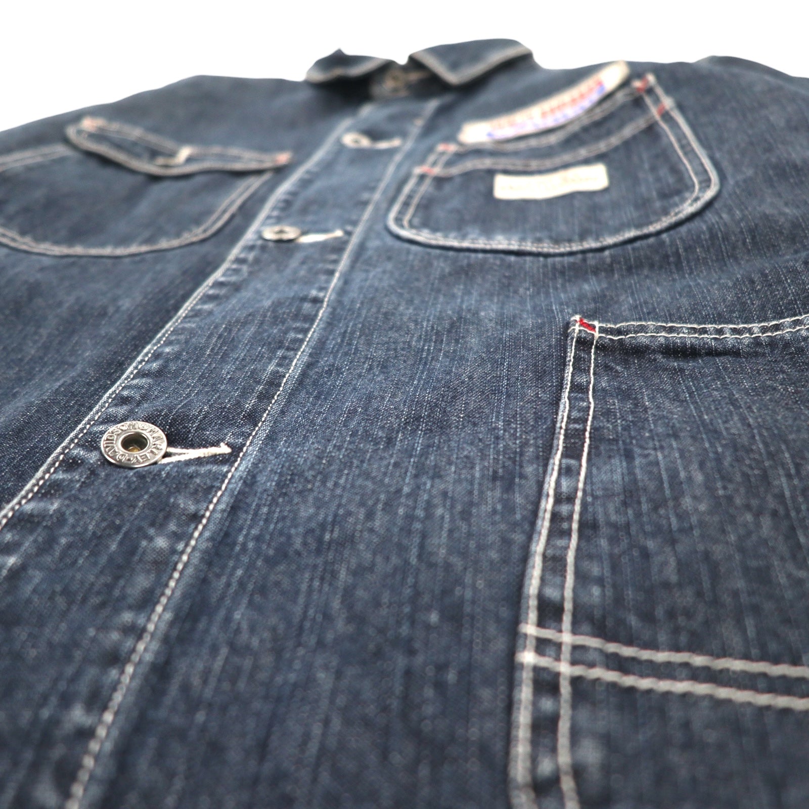 HARLEY DAVIDSON デニム カバーオール L インディゴ ブルー コットン ワッペン