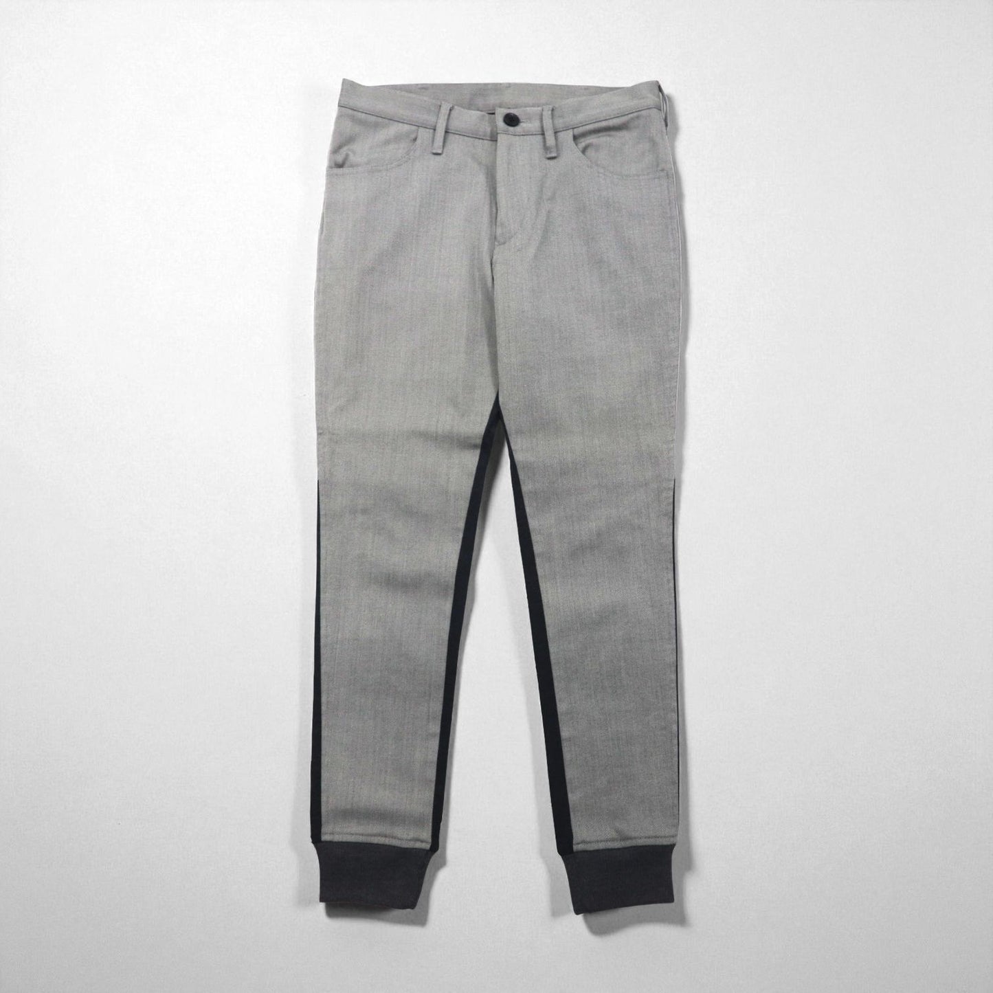 Y's (Yohji Yamamoto) Two-Tone Wool Jogger Pants with Ribbed Hems, Size Small, YP-P05-104, Made in Japan