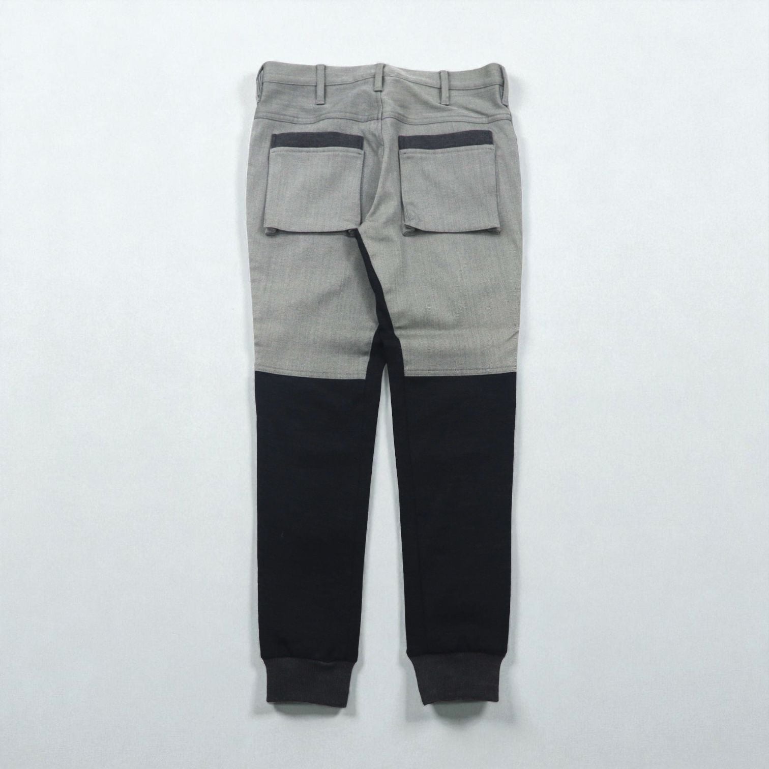 Y's (Yohji Yamamoto) Two-Tone Wool Jogger Pants with Ribbed Hems, Size Small, YP-P05-104, Made in Japan
