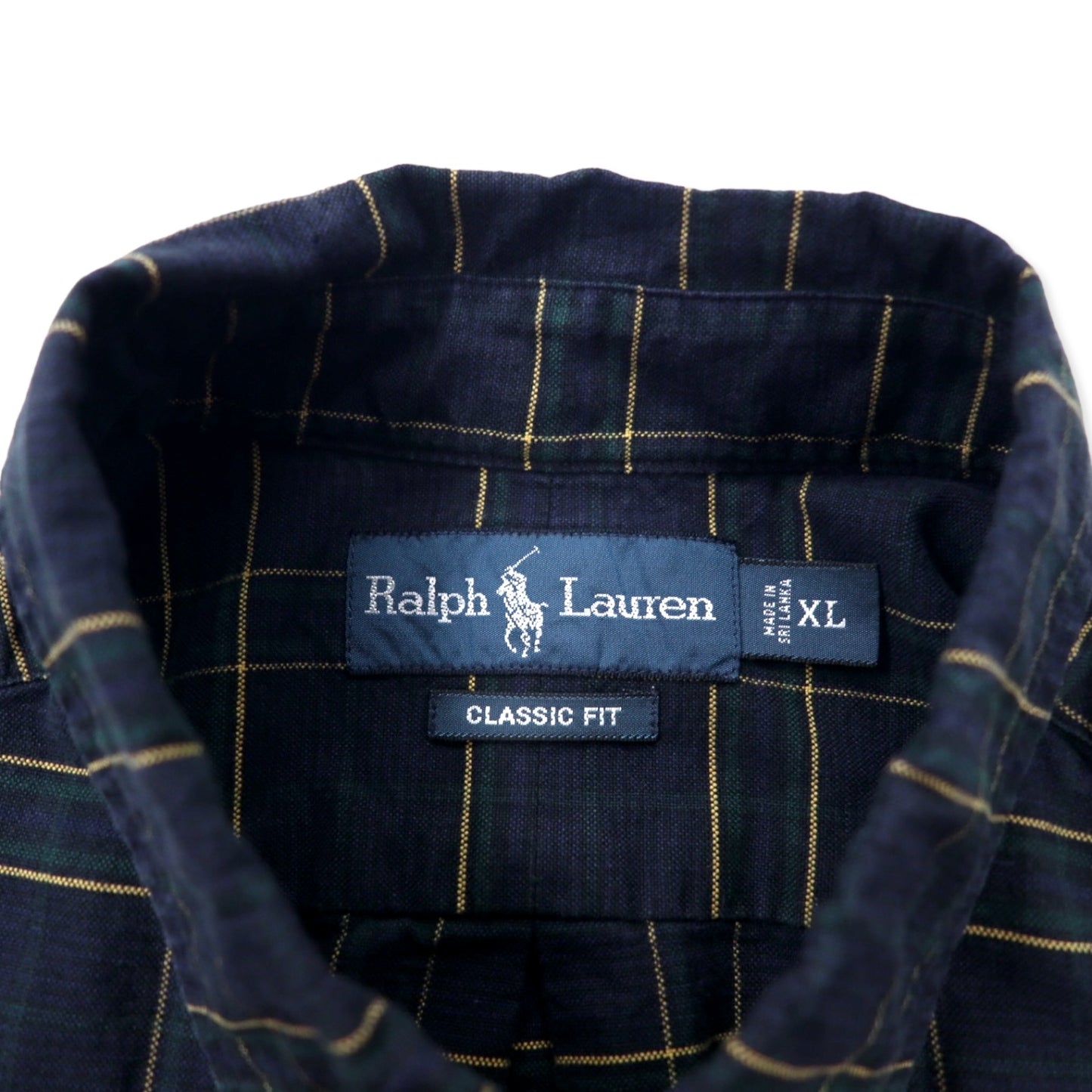 Ralph Lauren 90年代 クラシックフィット ボタンダウンシャツ XL グリーン ネイビー チェック コットン スモールポニー刺繍