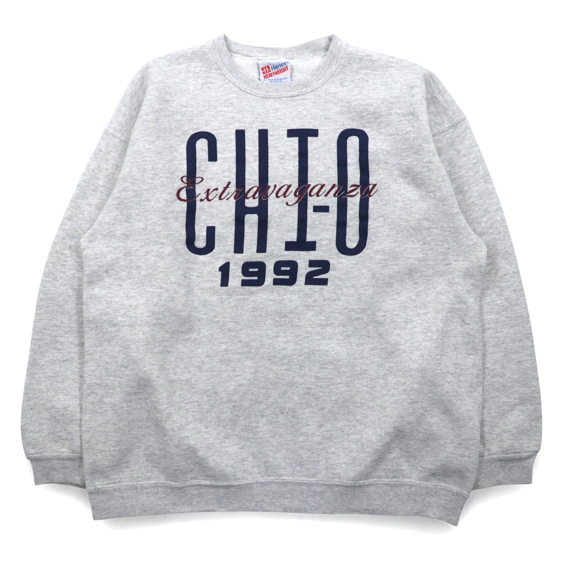 Hanes 90s USA Made HEAVYWEIGHT Printed Sweatshirt XL Grey Cotton 1992