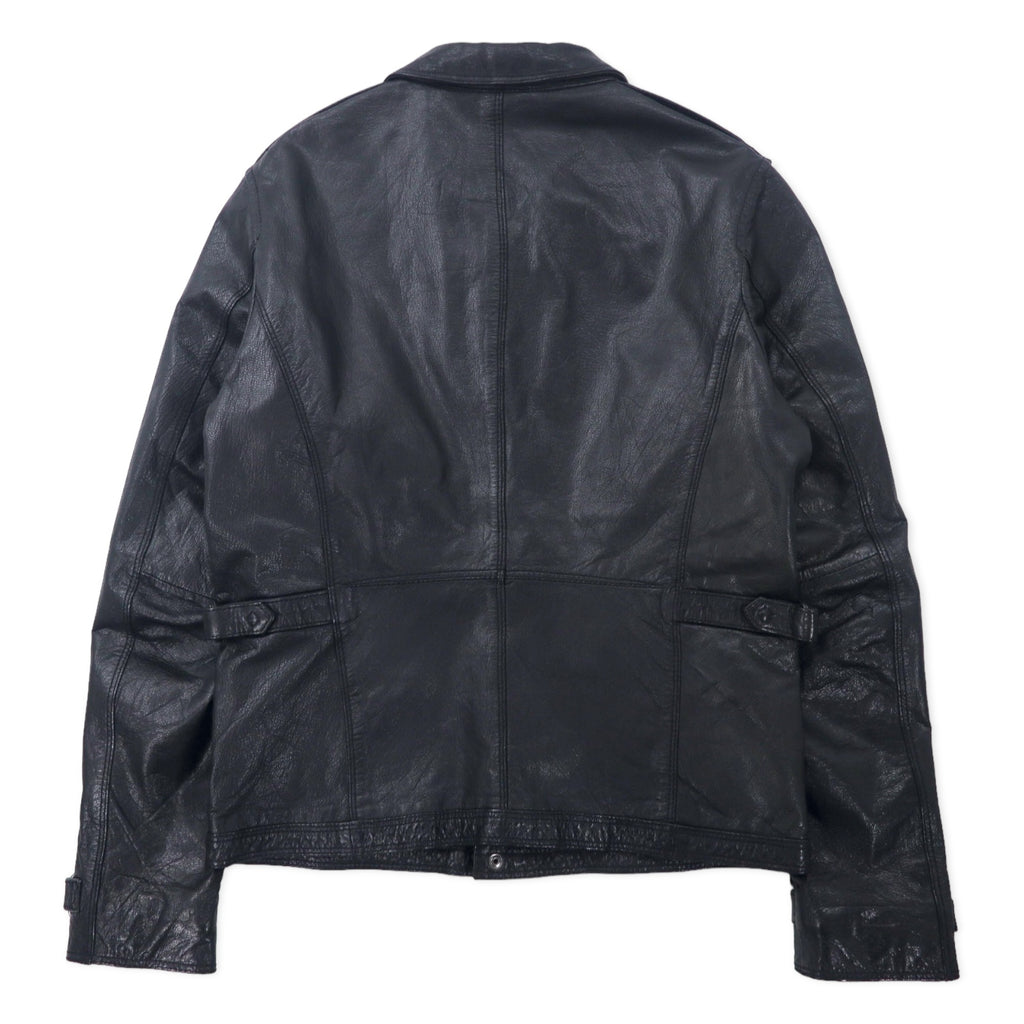 Bark Tannage ( nano universe ) ゴートレザージャケット シングルライダース 46 ブラック 山羊革 ダブルジップ