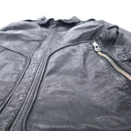 Bark Tannage ( nano universe ) ゴートレザージャケット シングルライダース 46 ブラック 山羊革 ダブルジップ