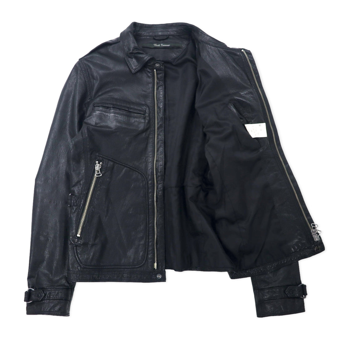 Bark Tannage ( nano universe ) Goat Leather Jacket Single Rider 46 Black Goat Leather Double Zip