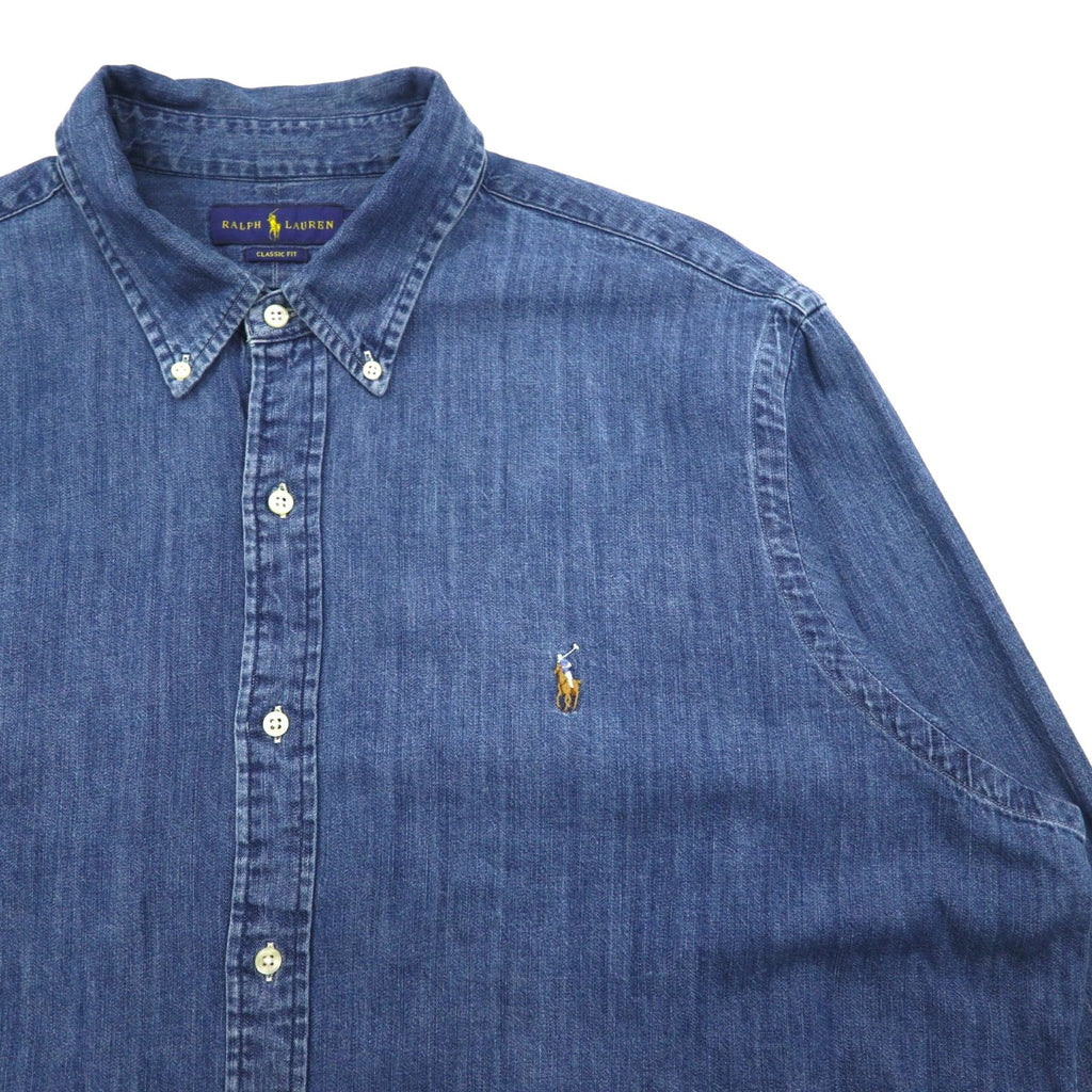 Ralph Lauren denim button-down shirt, size 2XL, classic fit, indigo with small pony embroidery