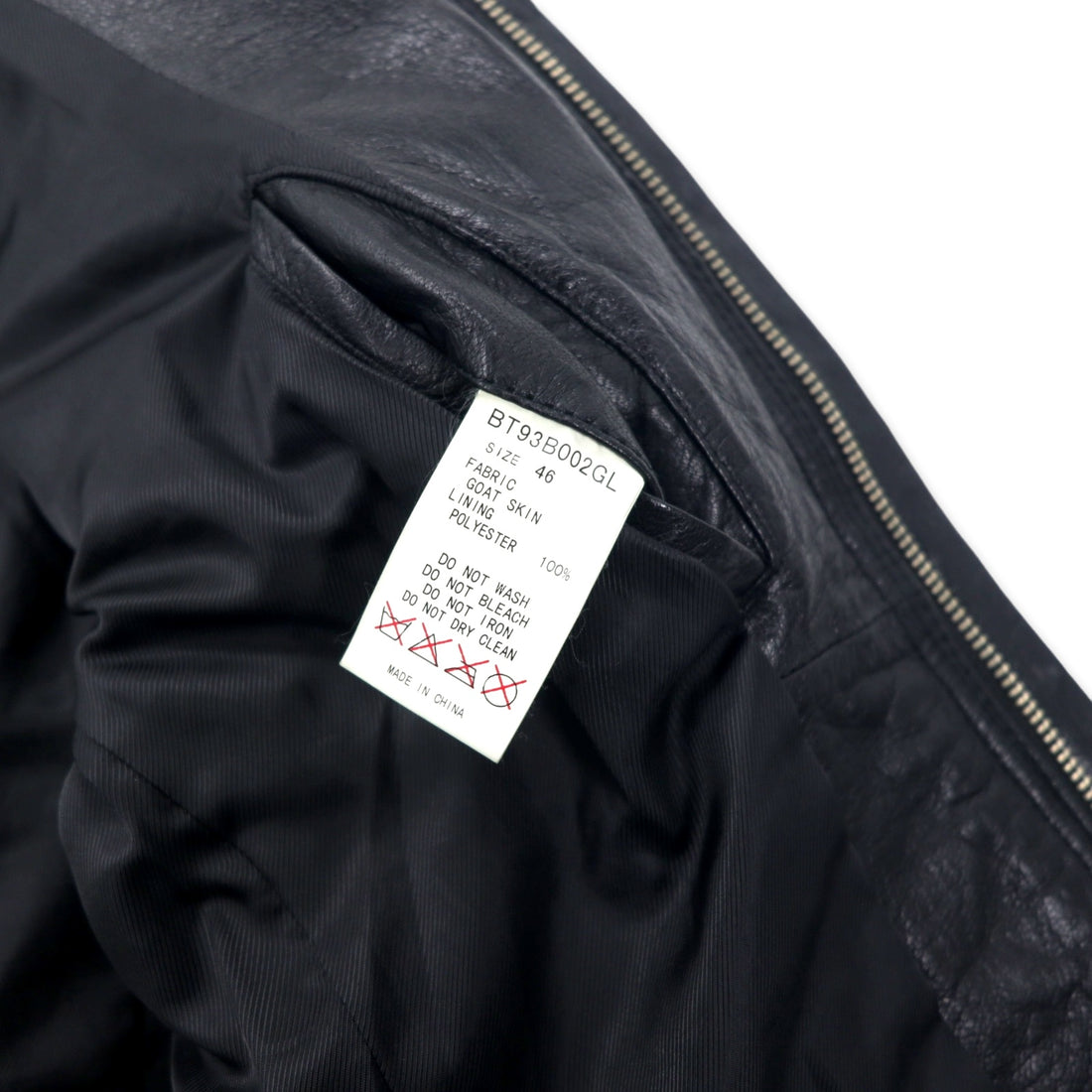 Bark Tannage ( nano universe ) Goat Leather Jacket Single Rider 46 Black Goat Leather Double Zip