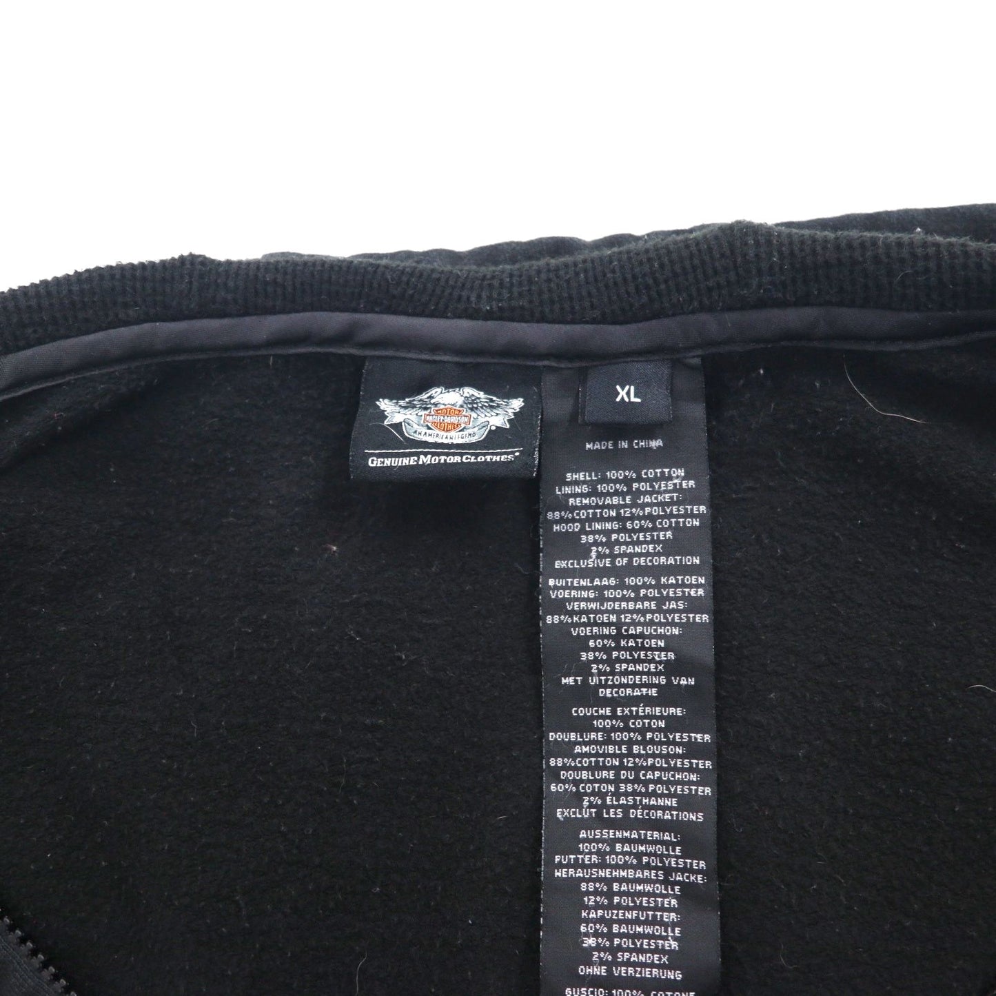 HARLEY DAVIDSON ジップパーカー XL ブラック 短丈 ワンポイントロゴ 刺繍 オーバーサイズ