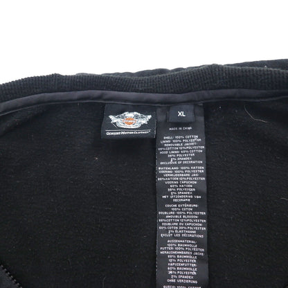 HARLEY DAVIDSON ジップパーカー XL ブラック 短丈 ワンポイントロゴ 刺繍 オーバーサイズ