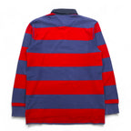 TOMMY HILFIGER Rugby Shirt L Navy Red Border Cotton One Point Logo Embroidery