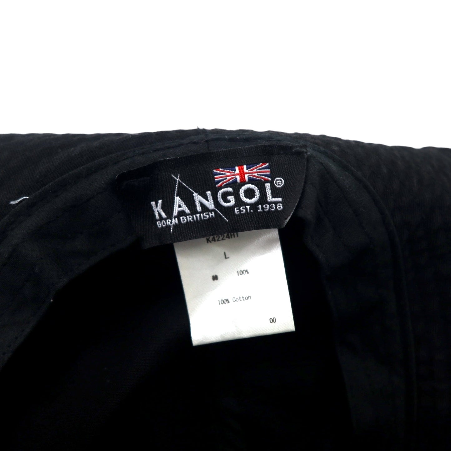 KANGOL バケットハット L ブラック コットン ワンポイントロゴ刺繍 Washed Bucket K4224HT