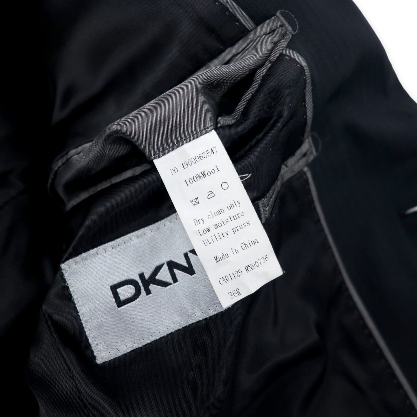 DKNY 2Bスーツ セットアップ 36R ブラック ストライプ ウール