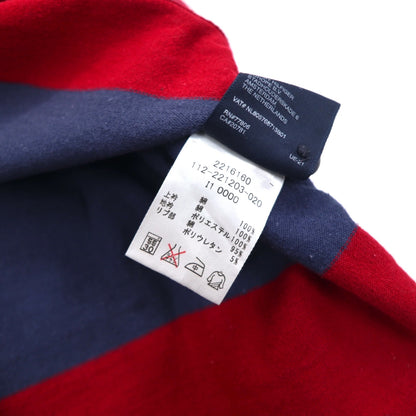 TOMMY HILFIGER ラガーシャツ L ネイビー レッド ボーダー コットン ワンポイントロゴ刺繍