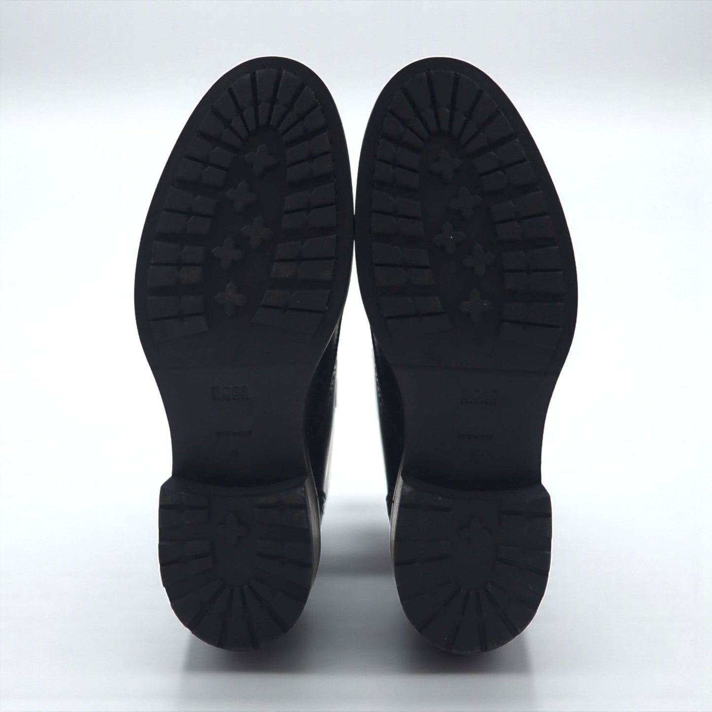 HUGO BOSS ブローグ キャップトゥ ショートブーツ 27cm レザー ラグソール メダリオン 50228355 イタリア製