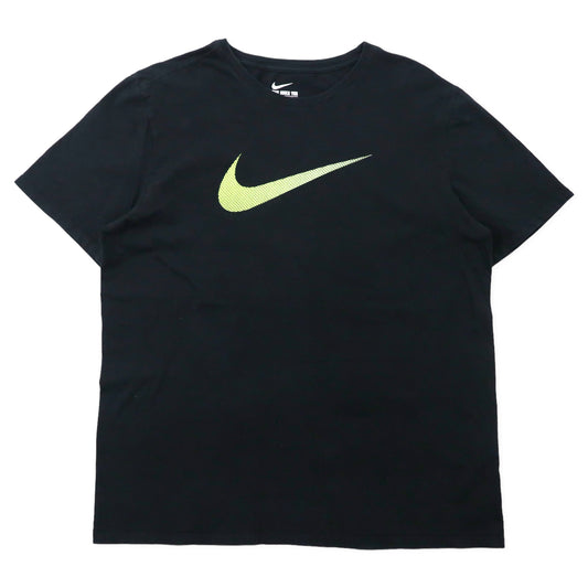 日本然リトテ-古着オンライン-NIKE スウォッシュロゴ プリントTシャツ XL ブラック コットン ATHLETIC CUT-