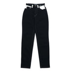 VERSACE JEANS COUTURE イタリア製 ハイウエスト テーパード デニムパンツ M ブラック メデューサ ジッパーフライ