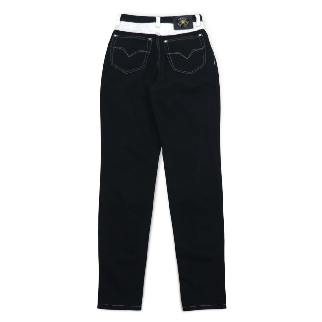 VERSACE JEANS COUTURE イタリア製 ハイウエスト テーパード デニムパンツ M ブラック メデューサ ジッパーフライ