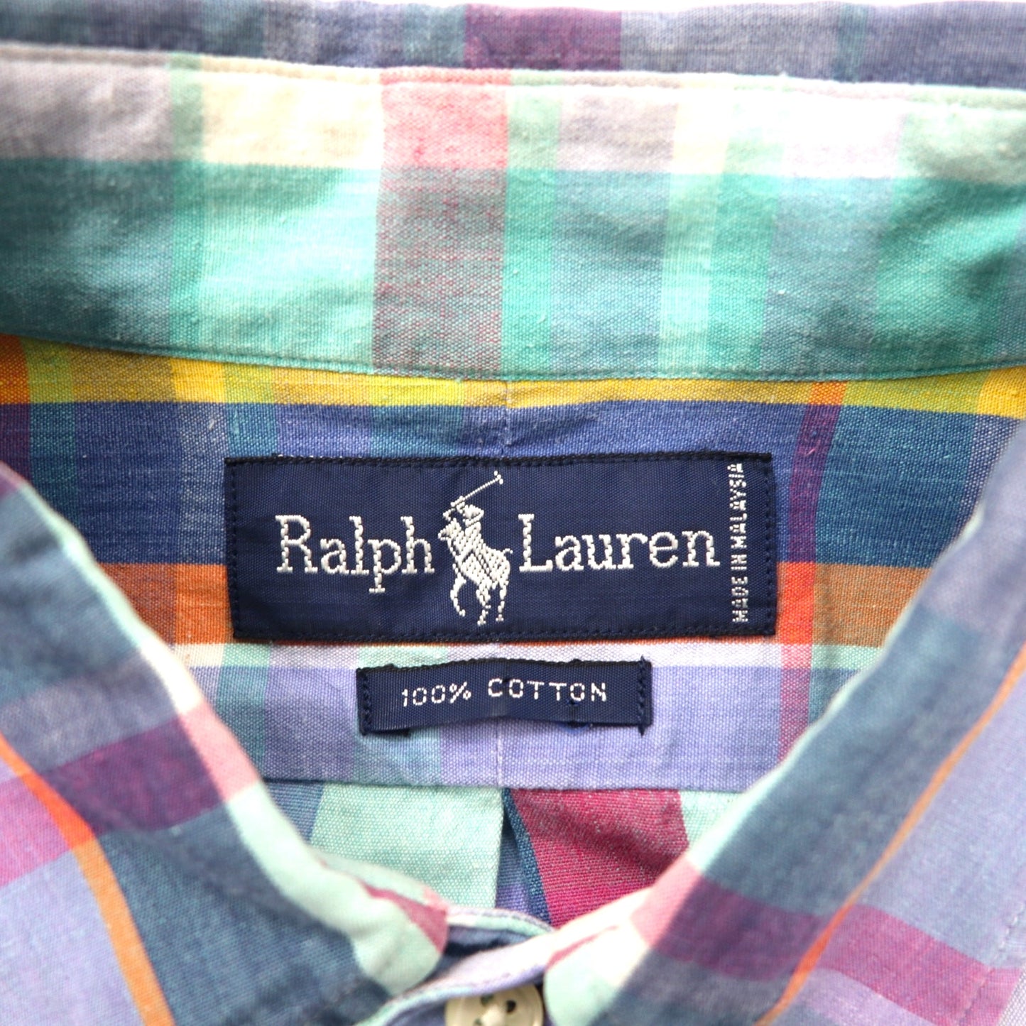 Ralph Lauren ボタンダウンシャツ L マルチカラー パステルカラー チェック コットン スモールポニー刺繍