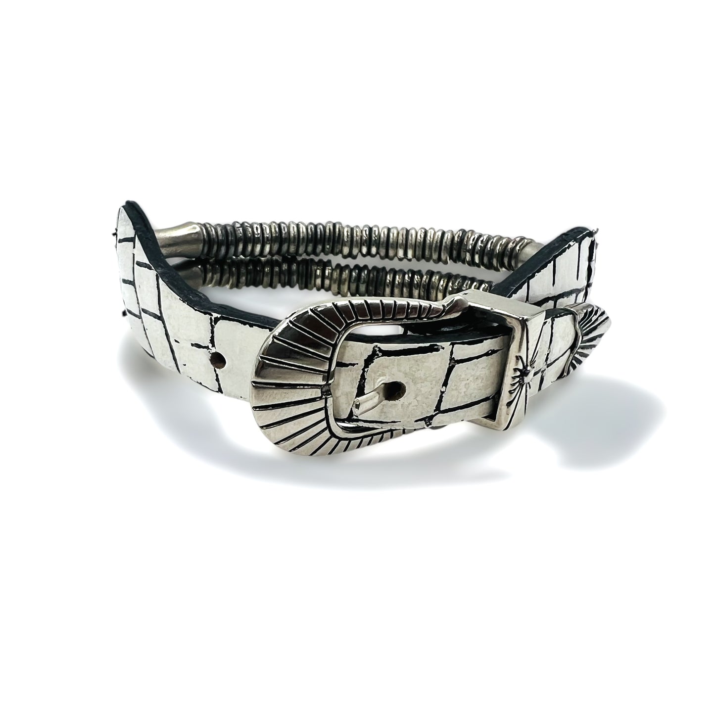 TOGA VIRILIS ブレスレット BEADS LEATHER BANGLE バングル ホワイト レザー メタル 23SS