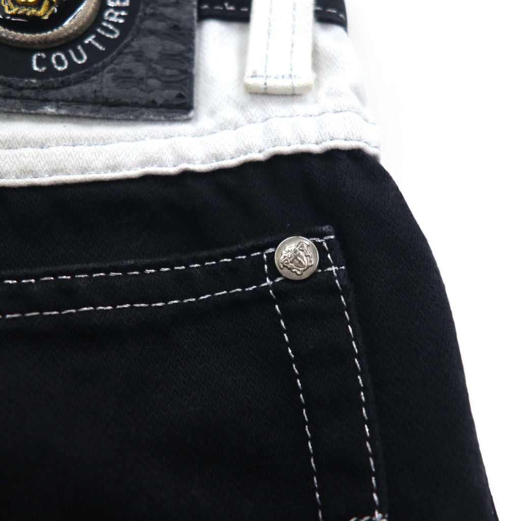 VERSACE JEANS COUTURE イタリア製 ハイウエスト テーパード デニムパンツ M ブラック メデューサ ジッパーフライ