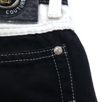 VERSACE JEANS COUTURE イタリア製 ハイウエスト テーパード デニムパンツ M ブラック メデューサ ジッパーフライ