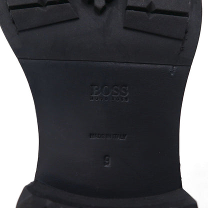 HUGO BOSS ブローグ キャップトゥ ショートブーツ 27cm レザー ラグソール メダリオン 50228355 イタリア製