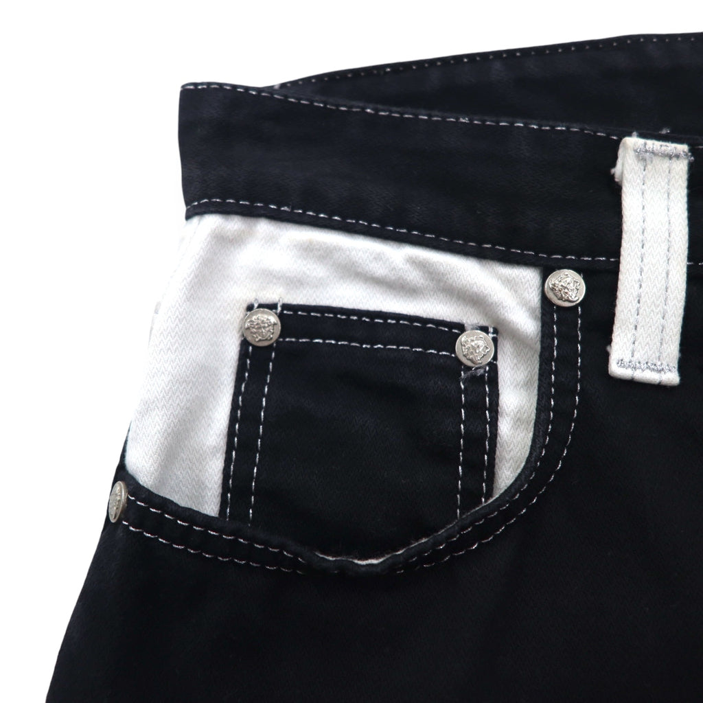 VERSACE JEANS COUTURE イタリア製 ハイウエスト テーパード デニムパンツ M ブラック メデューサ ジッパーフライ