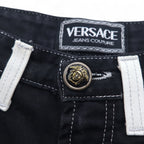 VERSACE JEANS COUTURE イタリア製 ハイウエスト テーパード デニムパンツ M ブラック メデューサ ジッパーフライ