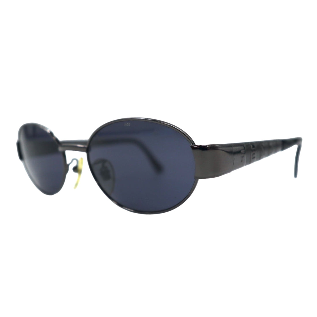 FENDI Made in Italy Oval Sunglasses Silver Tortoiseshell Metal Pecan Logo SL7166 51 584