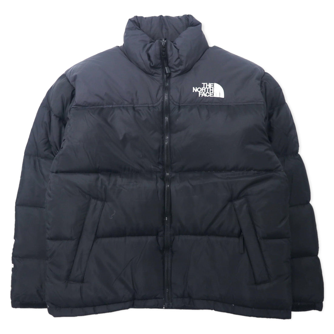 日本然リトテ-古着オンライン-THE NORTH FACE ヌプシ ダウンジャケット 700フィルパワー M ブラック ナイロン ロゴ刺繍 フード収納式 US規格-THE NORTH FACE Nupushi Puffer Jacket 700 Phil Power M Black Nylon Logo Embroidery HOODIE Storage US Store