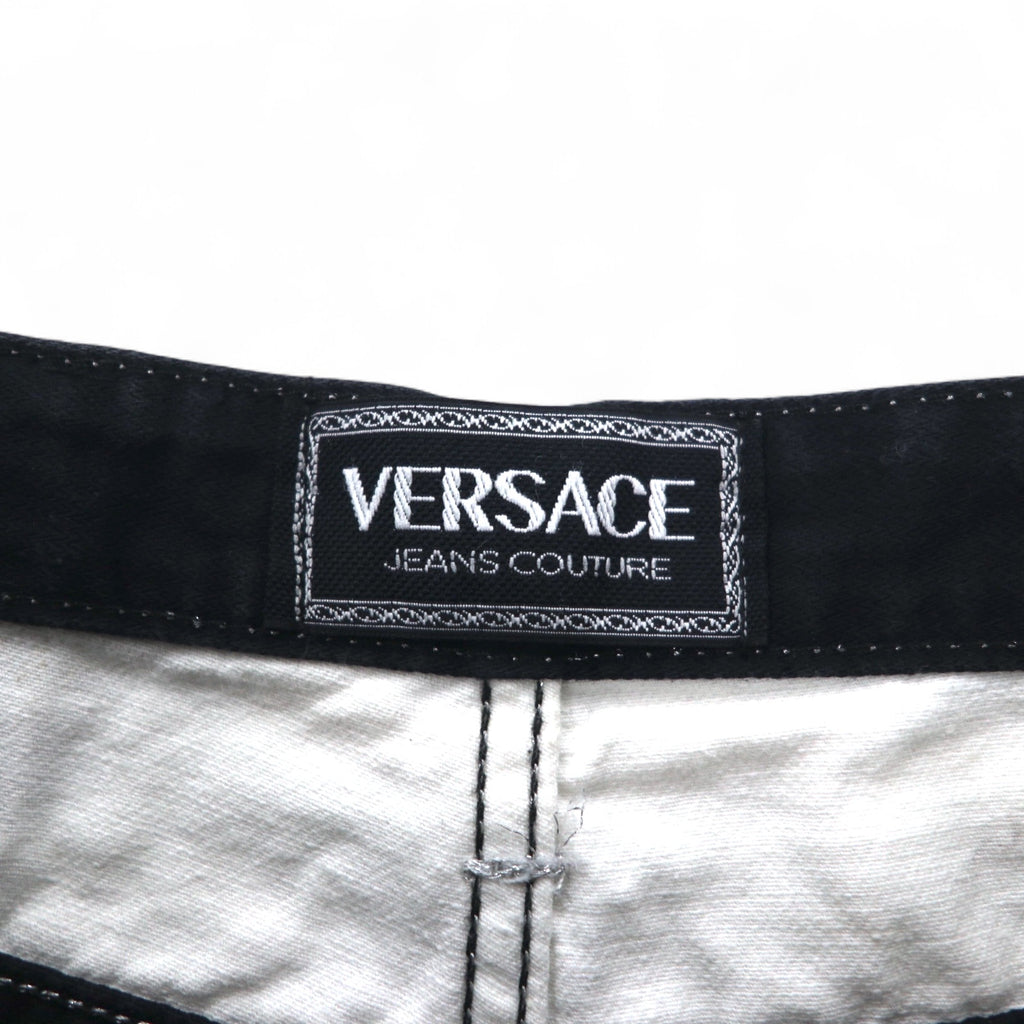 VERSACE JEANS COUTURE イタリア製 ハイウエスト テーパード デニムパンツ M ブラック メデューサ ジッパーフライ