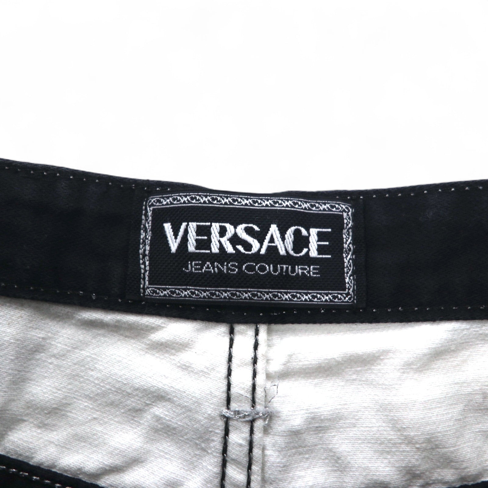 VERSACE JEANS COUTURE イタリア製 ハイウエスト テーパード デニムパンツ M ブラック メデューサ ジッパーフライ