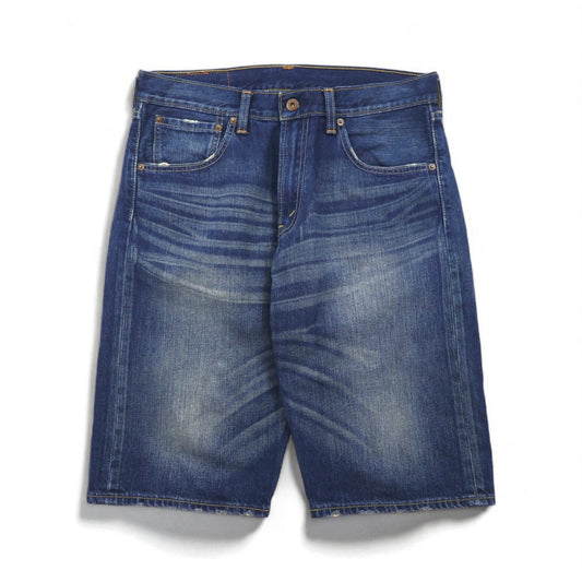 Levi's 503 ショート デニムパンツ ハーフパンツ ジーンズ L インディゴ ダメージ加工 レザーパッチ SP503-0019