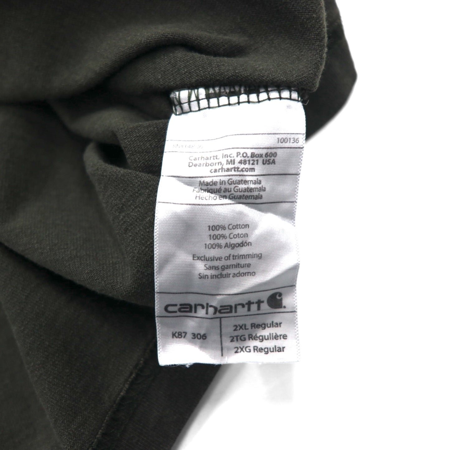 carhartt オリジナルフィット ポケット Tシャツ ポケTee 2XL ORIGINAL FIT カーキ ビッグサイズ