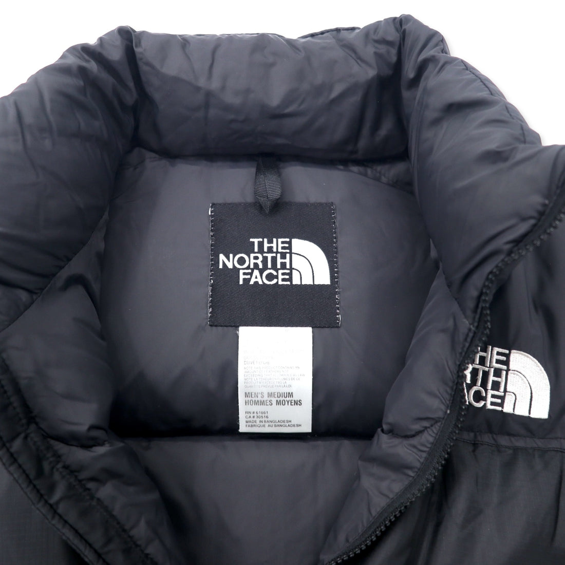 THE NORTH FACE Nuptse Down Jacket 700 Fill Power M Black Nylon Logo Embroidery Hood Retractable US Standard