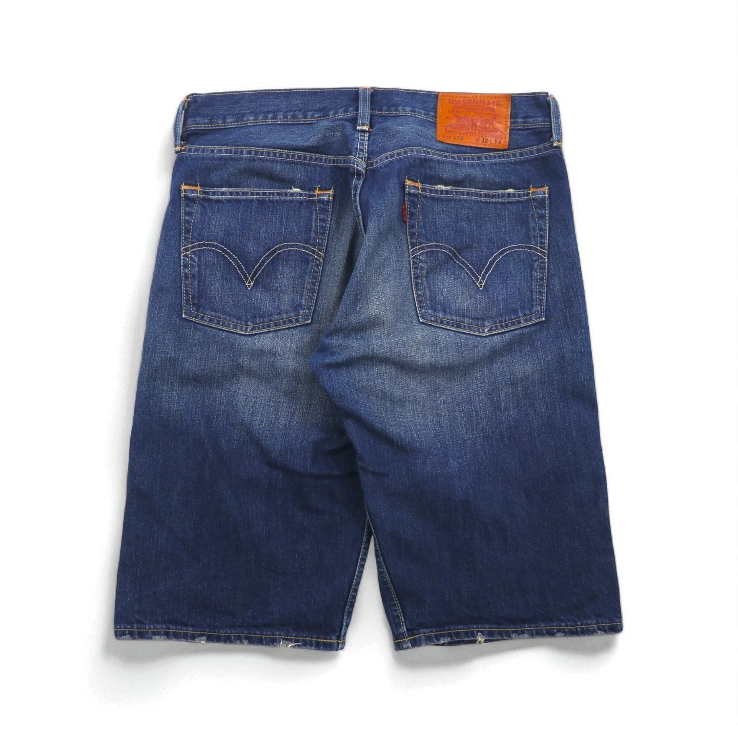 Levi's 青いパッチ デニムパンツ Levi's 503 ショート デニムパンツ L インディゴ ダメージ加工