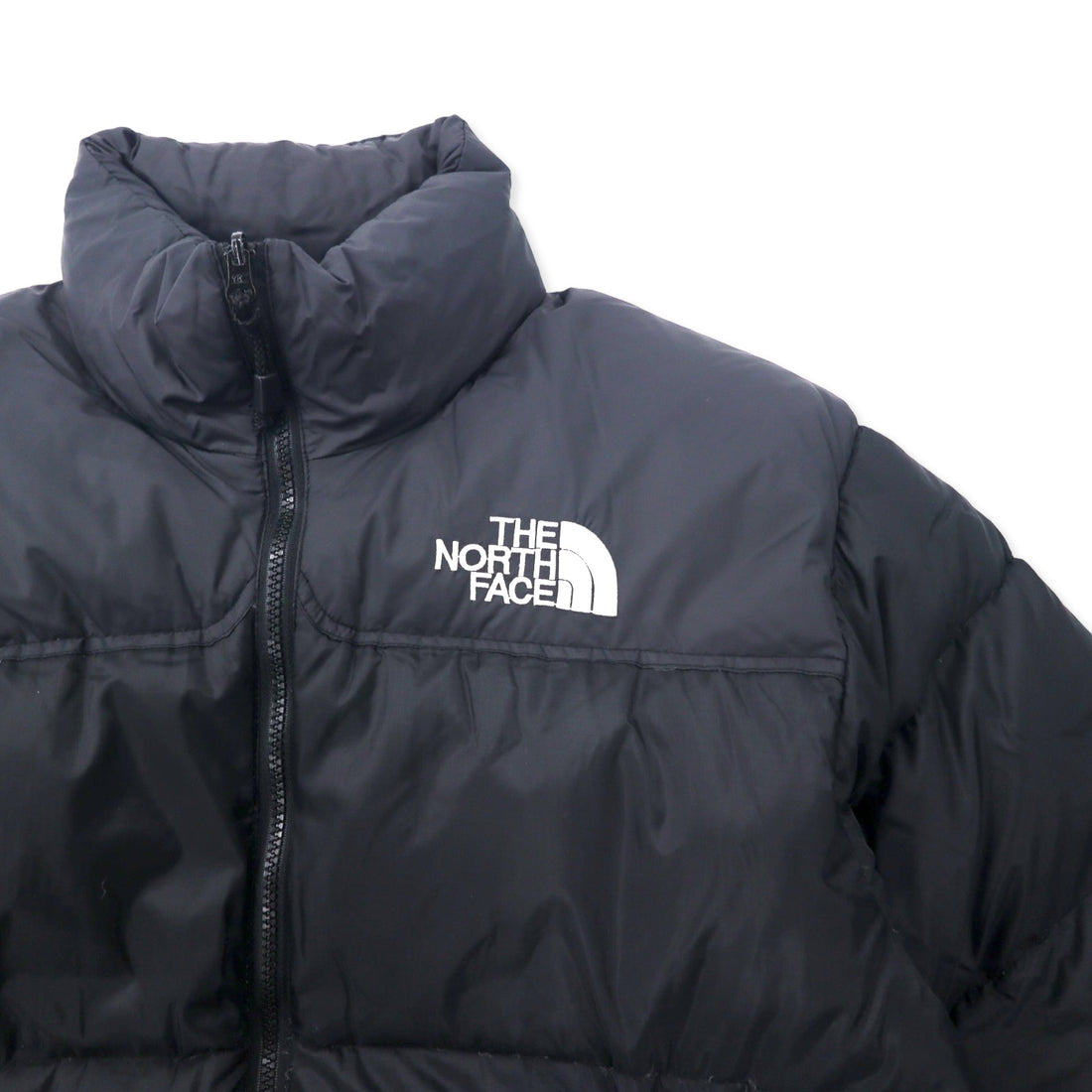 THE NORTH FACE Nuptse Down Jacket 700 Fill Power M Black Nylon Logo Embroidery Hood Retractable US Standard