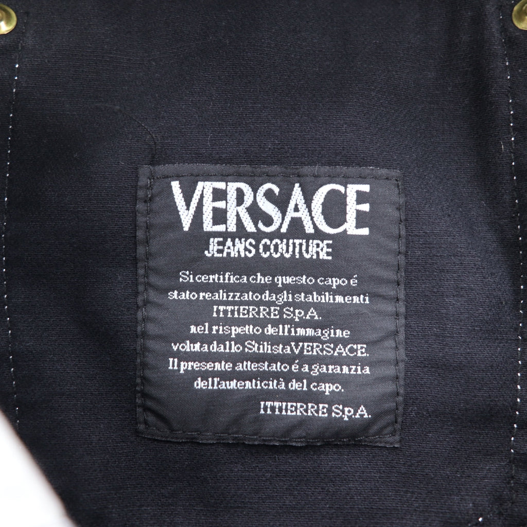 VERSACE JEANS COUTURE イタリア製 ハイウエスト テーパード デニムパンツ M ブラック メデューサ ジッパーフライ