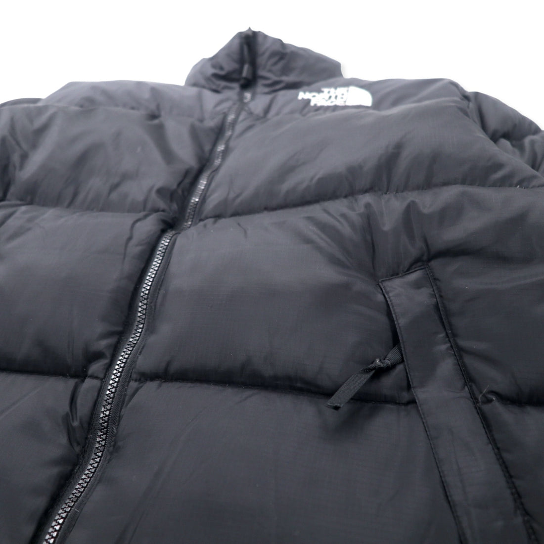THE NORTH FACE Nuptse Down Jacket 700 Fill Power M Black Nylon Logo Embroidery Hood Retractable US Standard