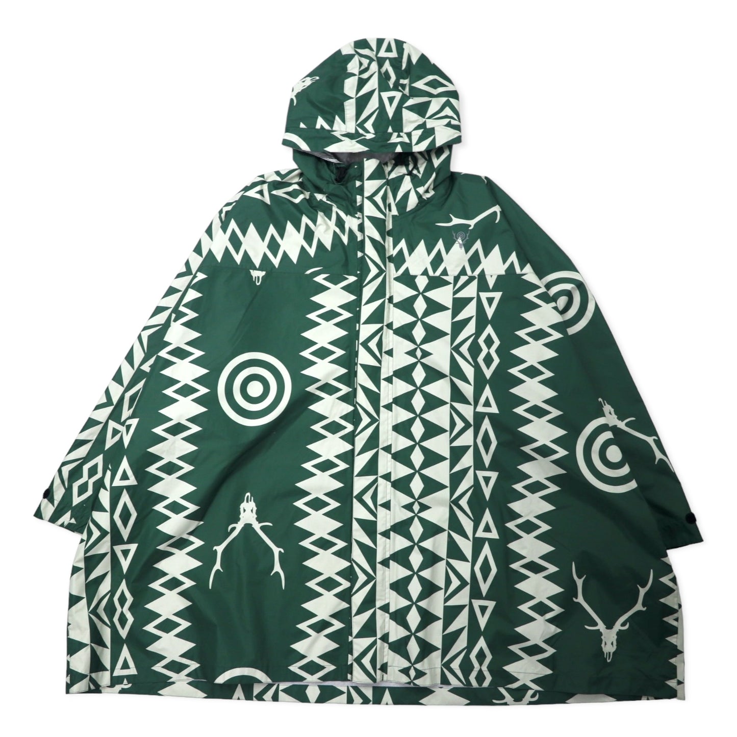 SOUTH2 WEST8 Poncho Mountain HOODIE M Khaki Patterned Polyester 