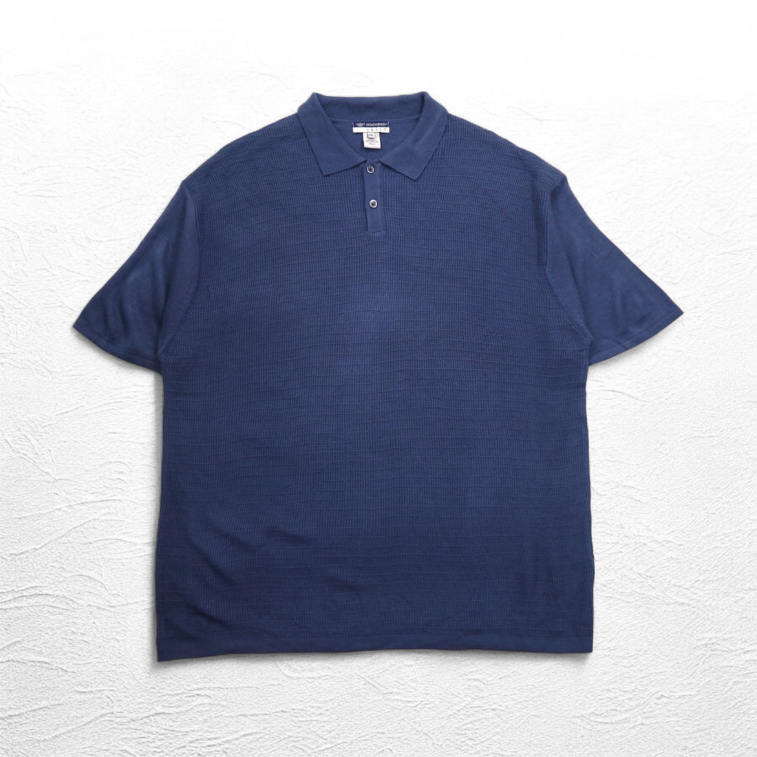 DOCKERS (Levi's) 90s Short Sleeve High Gauge Jacquard Knit Polo Shirt 2XL Navy EXACT