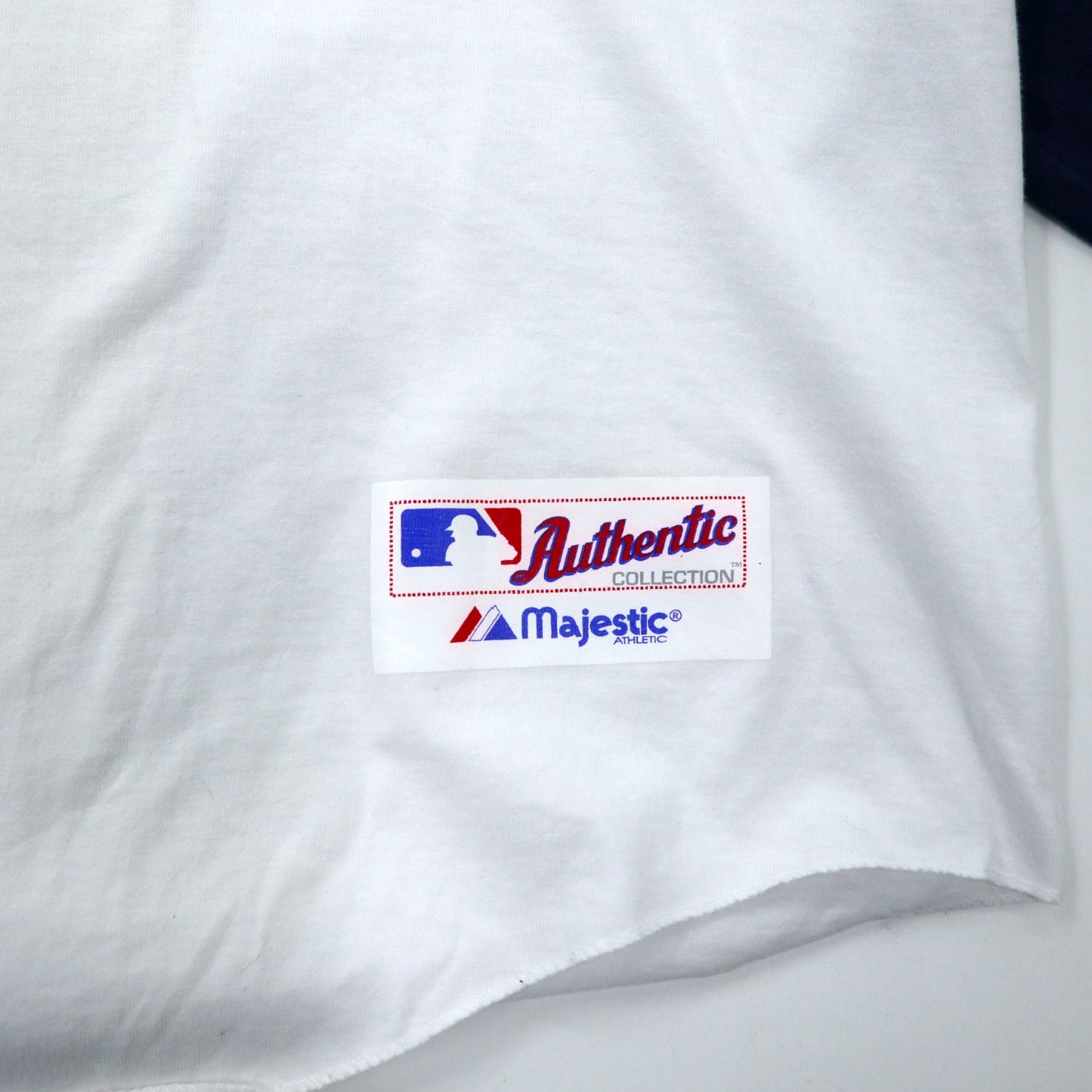 majestic 00年代 MLB AUTHENTIC COLLECTION ベースボール ラグランTシャツ 2X ホワイト ネイビー コットン Atlanta ビッグサイズ メキシコ製 未使用品