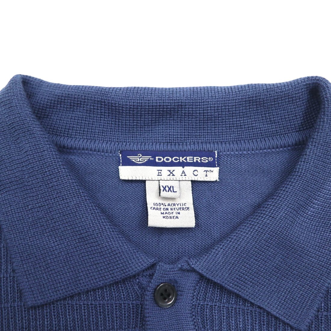 DOCKERS (Levi's) 90s Short Sleeve High Gauge Jacquard Knit Polo Shirt 2XL Navy EXACT