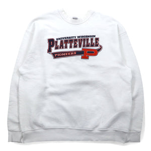 USA製 90年代 FRUIT OF THE LOOM プリント スウェット XXL ホワイト NCAA Wisconsin Platteville Pioneers