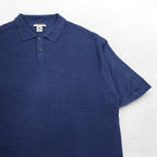 DOCKERS (Levi's) 90s Short Sleeve High Gauge Jacquard Knit Polo Shirt 2XL Navy EXACT