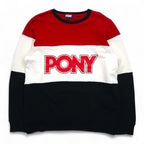 Vintage PONY Crewneck Sweatshirt スウェット L レッド ホワイト ブラック トリコロール