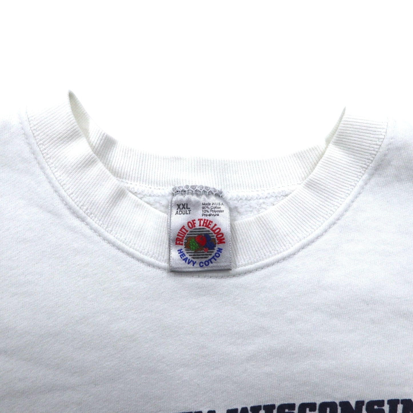 USA製 90年代 FRUIT OF THE LOOM プリント スウェット XXL ホワイト NCAA Wisconsin Platteville Pioneers