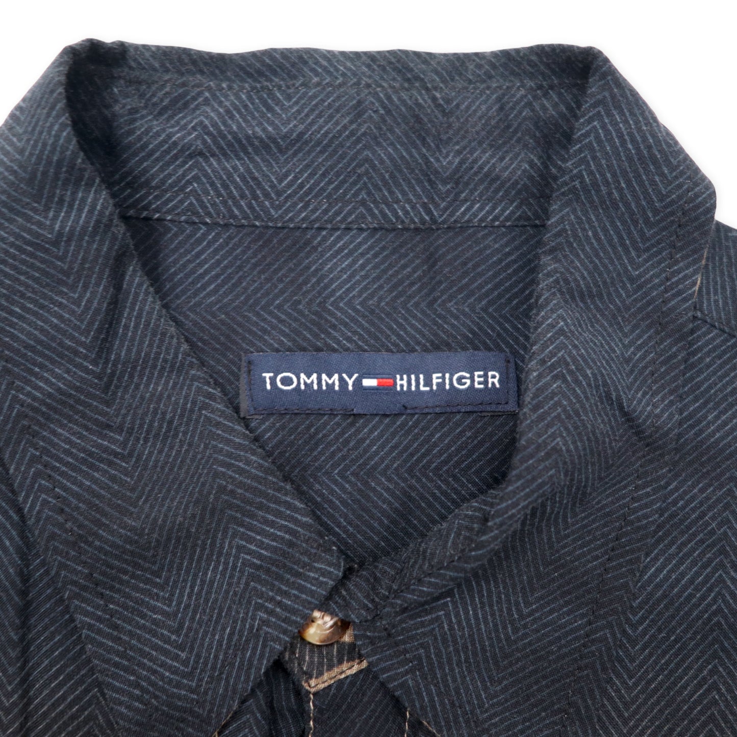 TOMMY HILFIGER アロハシャツ XXL ブラック カーキ レーヨン 総柄 ビーチ ヤシの木 ビッグサイズ