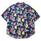 日本然リトテ-古着オンライン-TOMMY HILFIGER 90年代 オープンカラー アロハシャツ XL ネイビー レーヨン 花柄 ビッグサイズ-TOMMY HILFIGER 90's Open Collar Hawaiian Shirt XL Navy Rayon Floral Pattern Big Size
